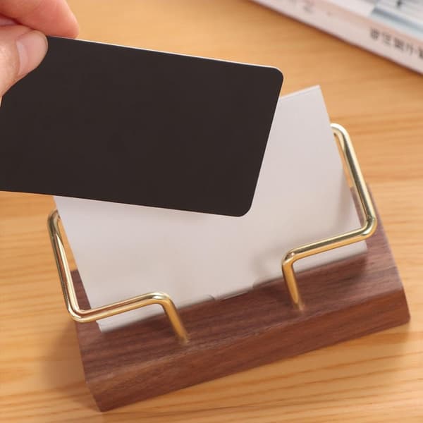 Skrivebord Træ Visitkortholder Tilbehør til Konferenceborde 11x5cm Mørkebrun