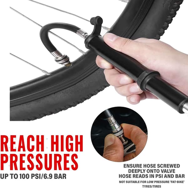 Minicykelpump Bärbar 100 PSI Högtryckscykelpump Cykelluftpump Passar Presta- och Schrader-ventil Ramfäste för Landsvägs- och Mountainbikes