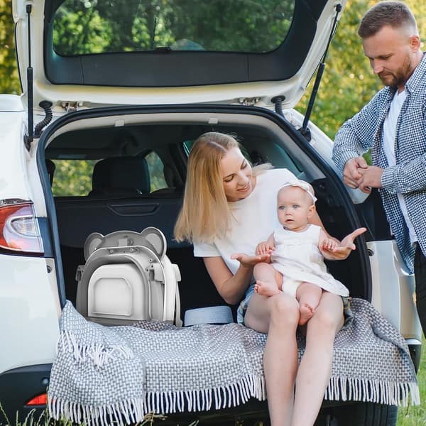 Babybadekar med realtids temperaturmonitor + flydende pude, sammenklappeligt Grey