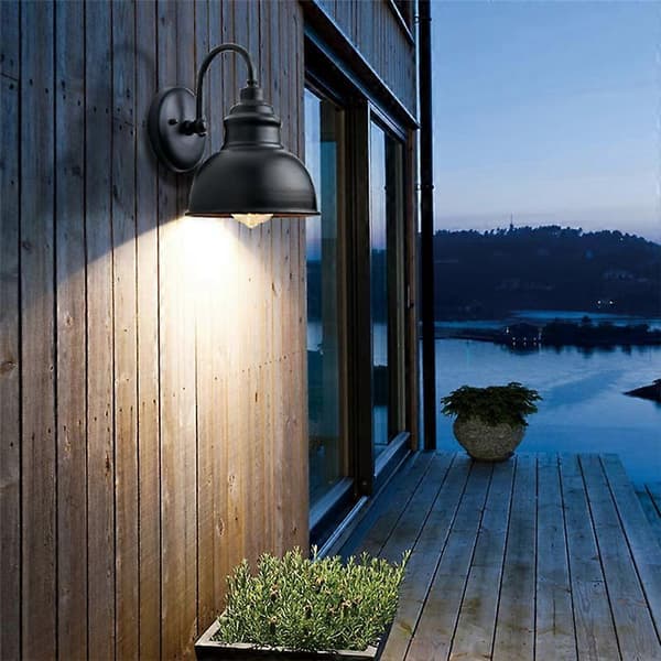 Vintage Vegglampe Gooseneck Barn Flat Light (Svart)