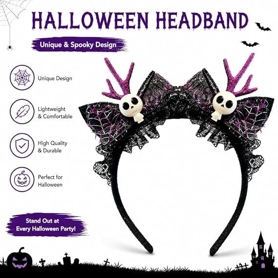 Halloween-noitahattu-pääpanta (violetti)