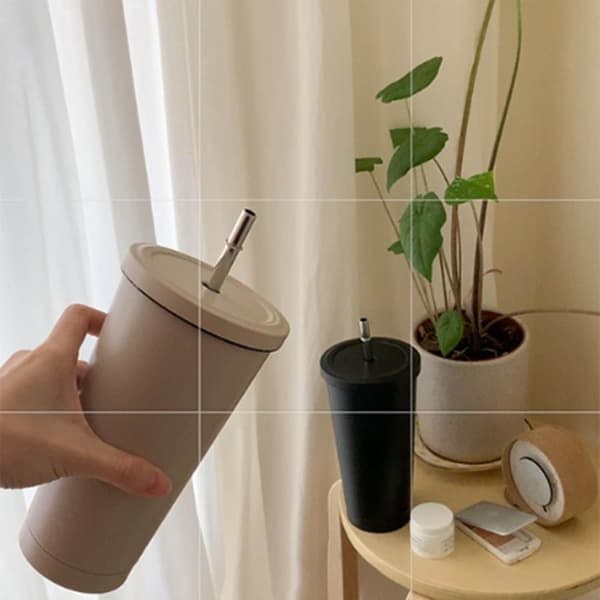 750 ml kafferesmugg kaffekopp isolerad vattenflaska med lock och sugrör