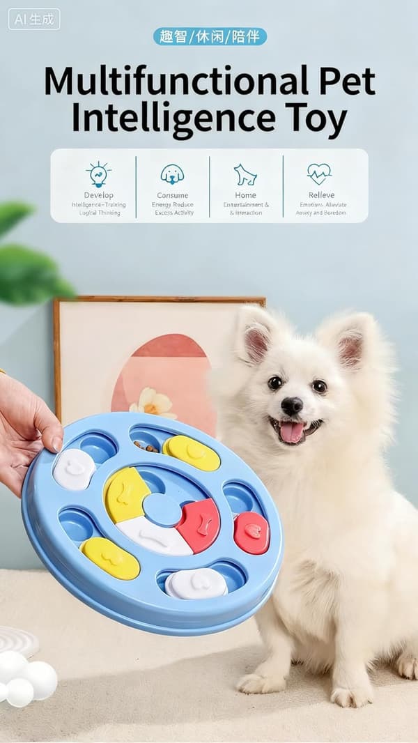 Hundleksak Pussel Interaktiv Foderautomat för Mental Stimulans - Långsam Foderdispenser med Skjutbara Delar IQ-Träning Berikningsspel
