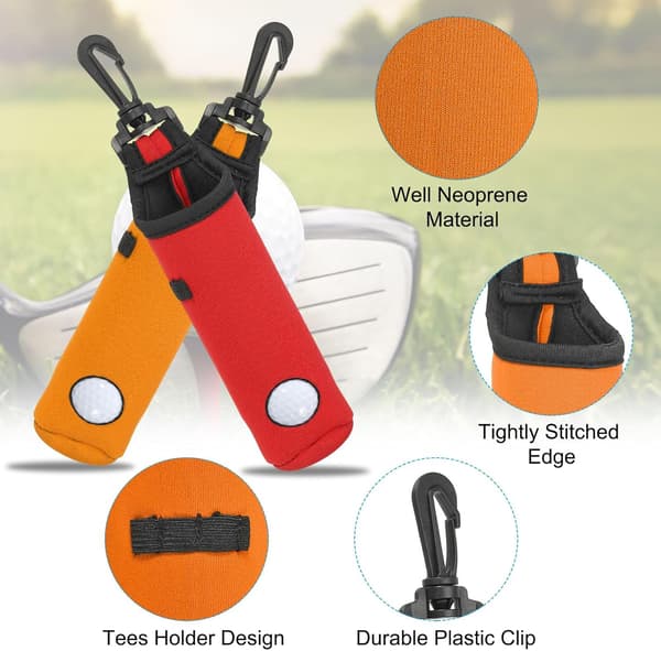 Golfbold bærepose Golf Tee Holder Pung Bærbar Neopren Golfboldholder med klips til mænd og kvinder Opbevaringsgaver