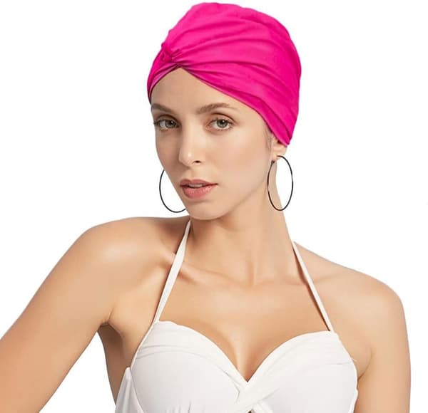 Kvinner Plissert Svømmehette Ikke-vanntett Bade-turban Svømmehatter