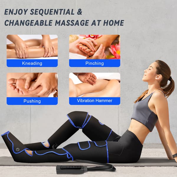 Benmassager med varme og kompression, afslapning og smertelindring med 6 tilstande, 3 vibrationer