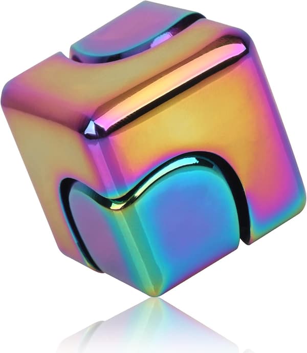 Fidget Cube Spinner 4-i-1 Metallisk Anti-Angst Fokuslegetøj EDC Finger Spinner til ADHD Stresslindring & Skrivebordsfidgeting Regnbue