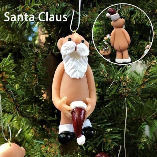 Juldekoration 8 cm - Naken tomte och naken tomtemor - Julgransprydnad