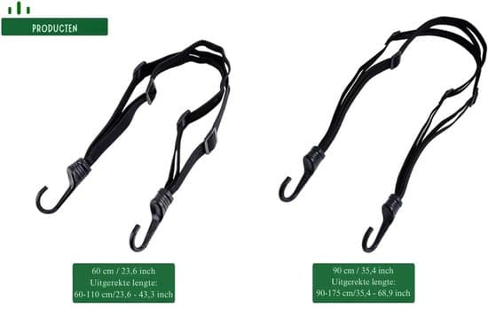 Cykelbagageremmar - 2 delar - Elastiska remmar - Med krokar - Elastiska remmar för motorcyklar/cyklar - Bagagebungee - Platta remmar 60 cm+60 cm