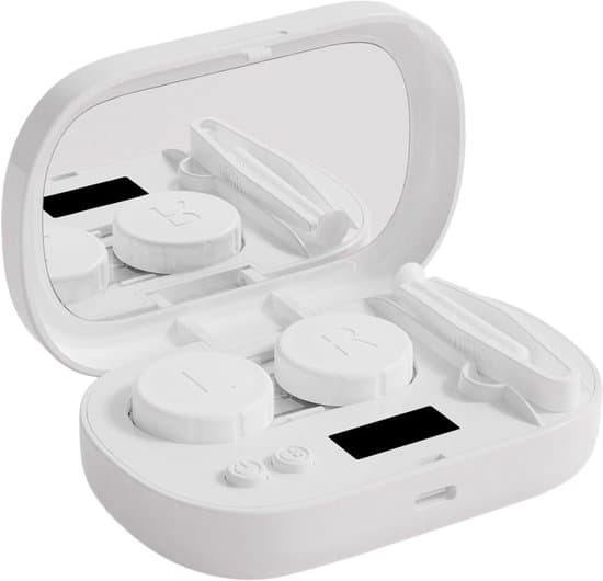 Ultralydsrenser – Ultralydsrenser til briller – Ultralydsrenser til kontaktlinser – Med makeupspejl og batteriindikator
