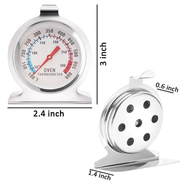 2-pak stort ovntermometer med dobbelt skala 50-300°C/100-600°F grilltermometer med krog og stativ til BBQ-bagning i rustfrit stål