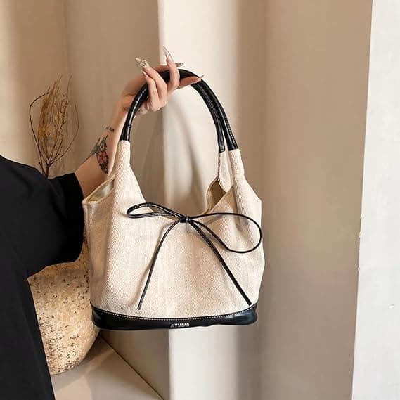Hobo tasker til kvinder Lærred Skuldertasker Tote Messenger Håndtaske til shopping