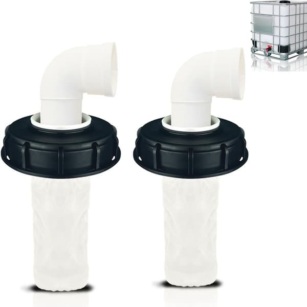 2 stk. IBC-beholderdæksel 165 mm IBC-beholderadapter med nylonfilter Robust IBC-beholderdæksel Diameter Regnvandsopsamlingssystemfitting (90°) 90 degrees
