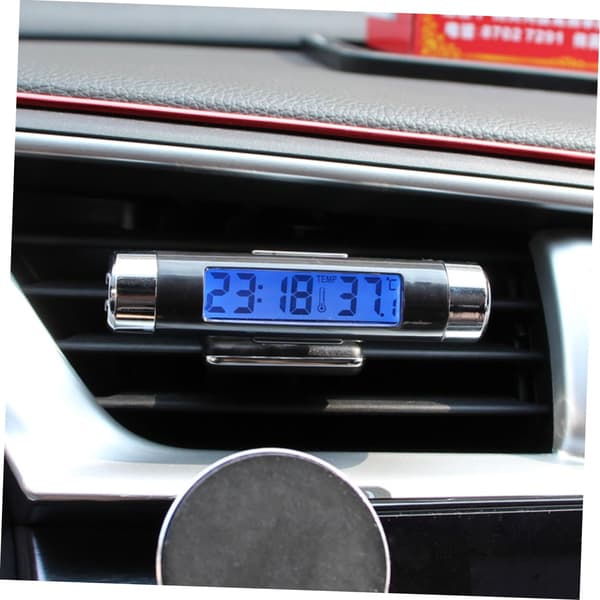 Bilur Termometer 2 i 1 LED Display med Baggrundsbelysning Bilinstrumentbræt Temperaturmåler til Køretøjer Nem Installation