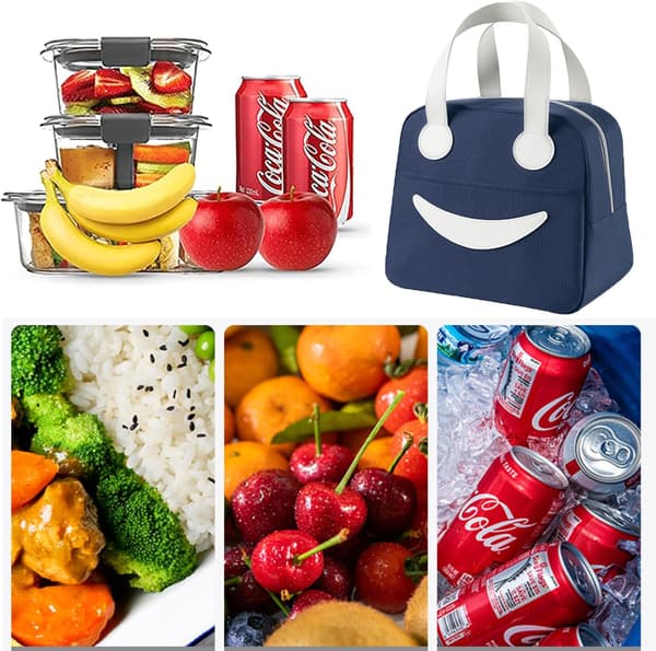 Bærbar lunsjpose Mini lunsjpose Isolert pose Bærbar søt lunsjpose Utendørs piknikpose Kjølebag Utendørs oppbevaringspose Blå liten large