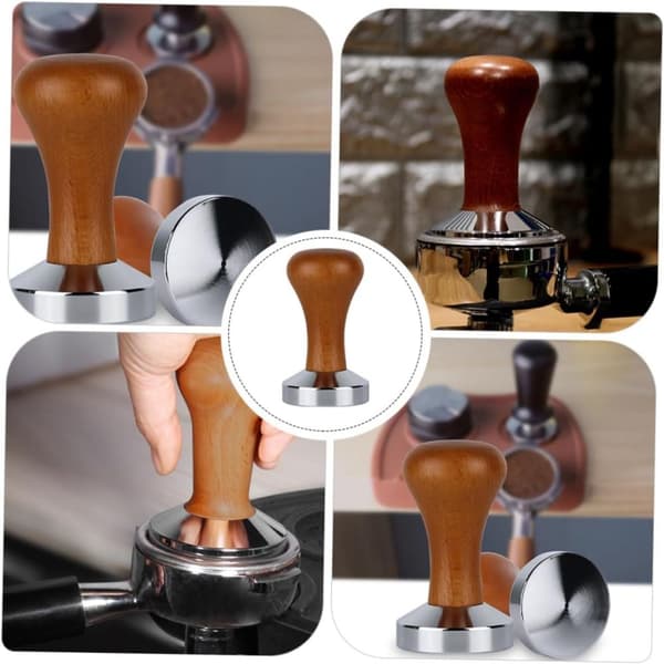 2 stk kaffetamper trehåndtak kaffepresser flat espressotamper kaffe kaffepulver profesjonell kaffelaging til