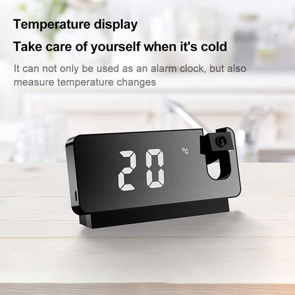 LED Digital Smart Väckarklocka Projektion Temperatur Tid Projektor LCD-skärm Projektionsväckarklocka för Sovrum Sängväckarklocka