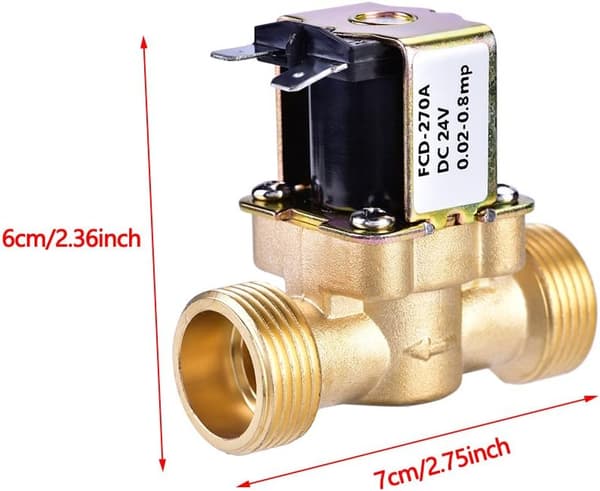 Elektrisk magnetventil i messing 3/4 tomme DC 24V normalt lukket for vannkontroll