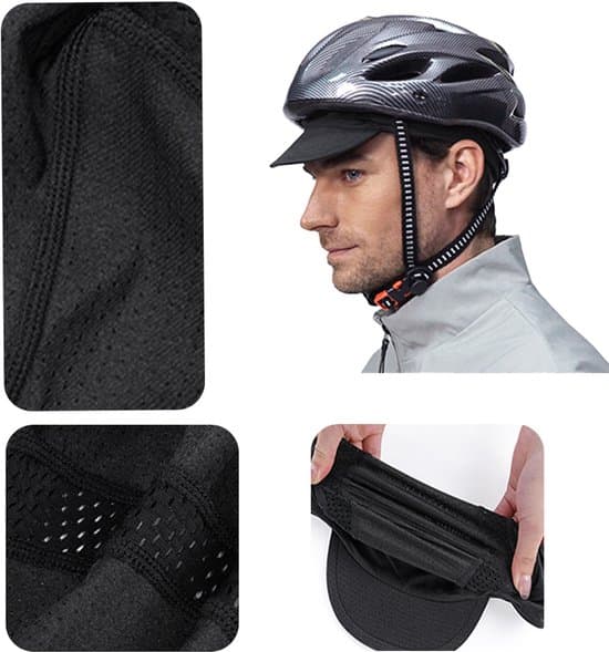 Cykelmössa Kylande Hjälmfoder Hjälmmössa med Skärm Unisex Löpar- och Cykelmössa (Svart – Bärbar under hjälm)