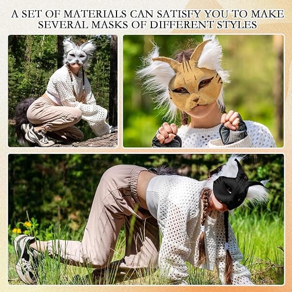 Therian Katte Maske Sæt DIY Tomme Baser