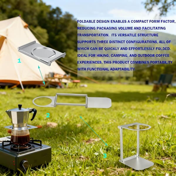 Hopfällbart kaffeställ i aluminium för pour over, hållare för espressomaskin, bärbart droppställ med bas för hem, kontor, campingresor