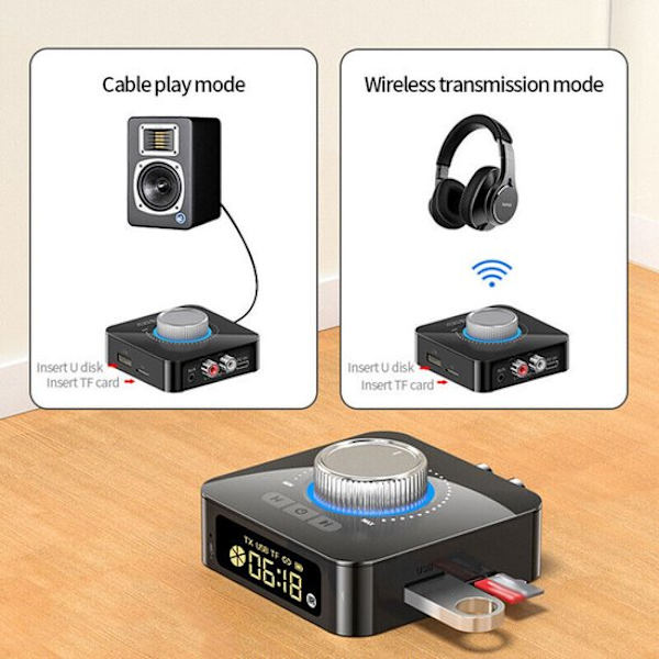 Bluetooth 5.0 mottaker/sender trådløs 3,5 mm AUX til RCA HiFi lydadapter