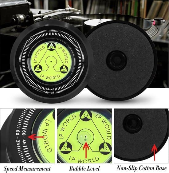 Skivspelarestabilisator med vattenpass för vinyl-LP-skivspelare