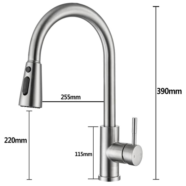 Köksblandare med utdragbar spray Silver