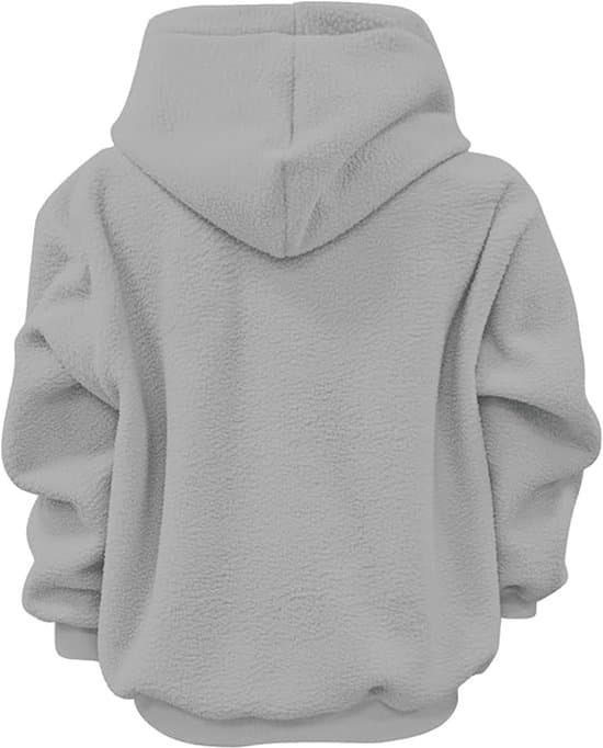 Hættetrøje med kæledyrslomme, oversized fleecetrøje med frontlomme, hætte og snøre, maskinvaskbar, lysegrå, L Light gray L