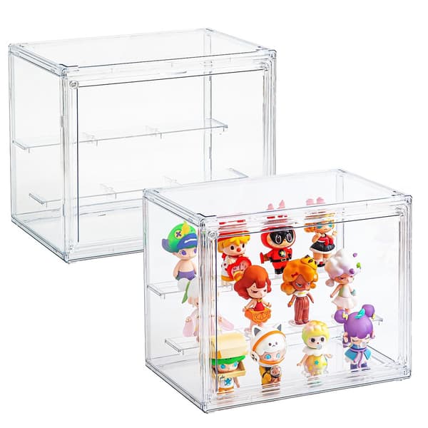 Samlarakrylvitrin 3-vånings transparent figurställbox Dammtät stapelbar actionfigurvitrin (1 st)