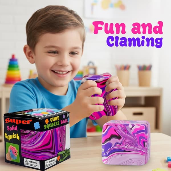 Squishy Gel Ice Cube Stresslegetøj Blød Sensorisk Fidget Cube til Angstdæmpning Fokus & Afslapning for Børn og Voksne (Lilla Hvirvel) purple