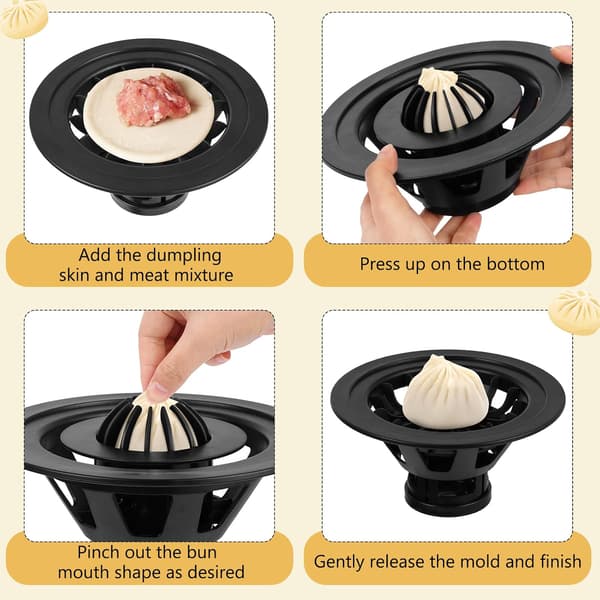 Baozi Maker 7.09\" Dumpling Momo Ravioli Maker Machine Instant Pastry Pie Steamer Bun Mold Black