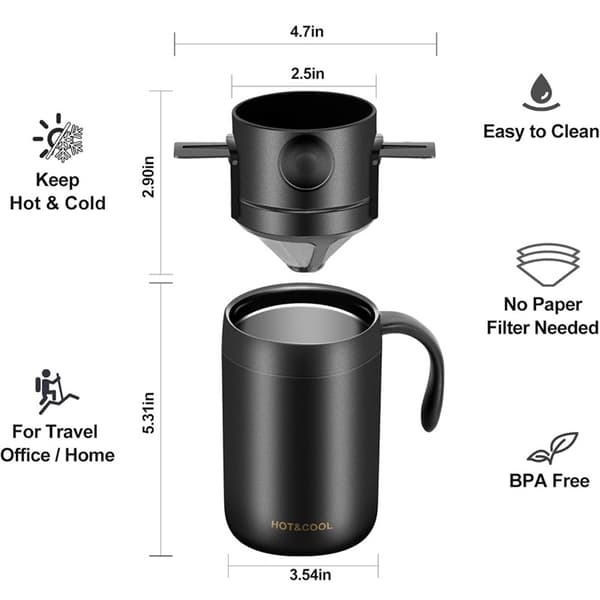 Camping kaffebryggare Pour Over kaffebryggare set, Camp Pour Over set, bärbart kaffekit för resor, camping, kontor, backpacking