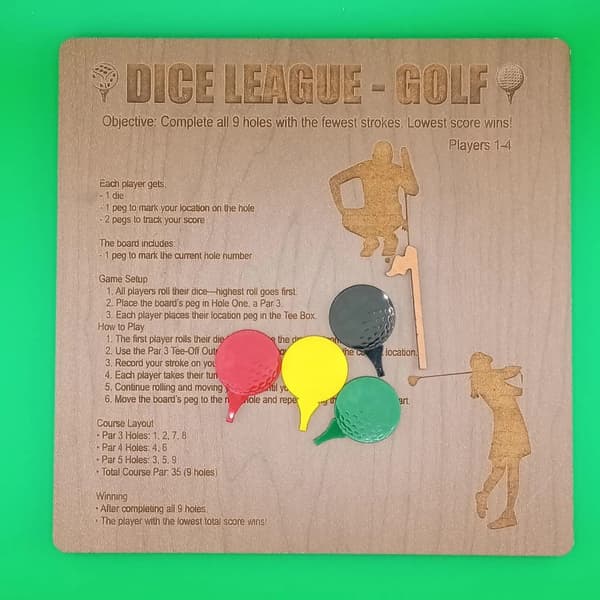 Bordplade Terning Golfspil Håndlavet Bordplade Golf Terning Spil Sæt Interaktive Golfspil med Intuitivt Gameplay Flytbare Pinde og Scoringssystem