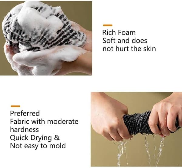 Lång nylonskrubbhandduk/badkläder duschgel återanvändbar för män 2-pack