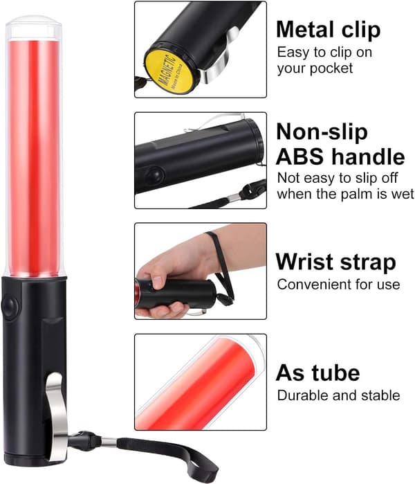 26 cm signal trafikk sikkerhet stafettpinne LED lys trafikkontrollstav med 3 blinkende moduser