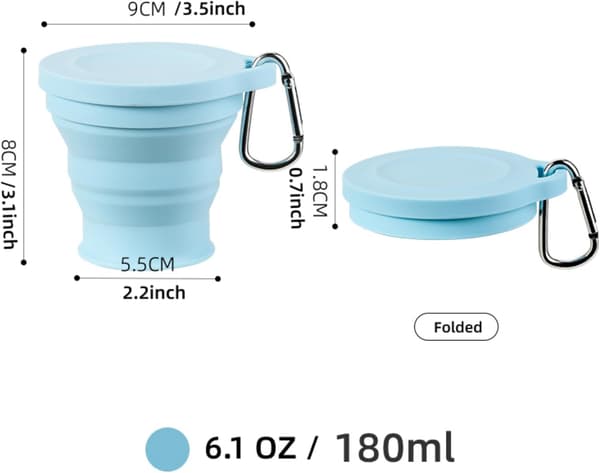 4-pack återanvändbara vikbara silikonvattenkoppar Bärbar picknickmugg Fickstorlek Resemugg Utfällbara hopfällbara koppar med lock för campingresor