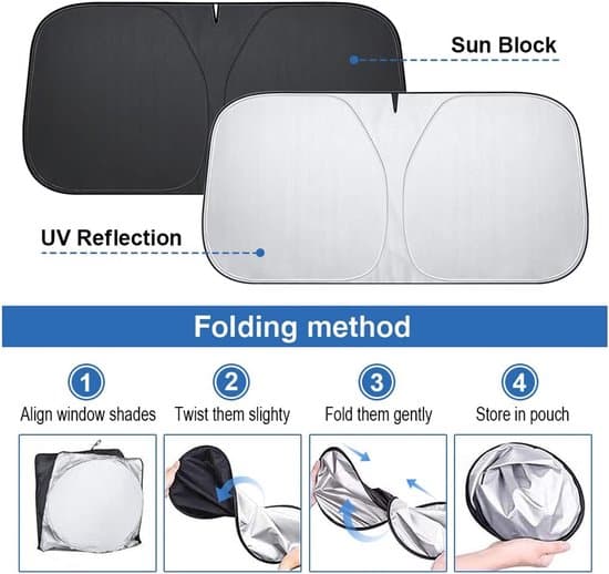 Bilsolskjerm med UV-beskyttelse – Sammenleggbar varmeisolerende frontrute 142×80 cm