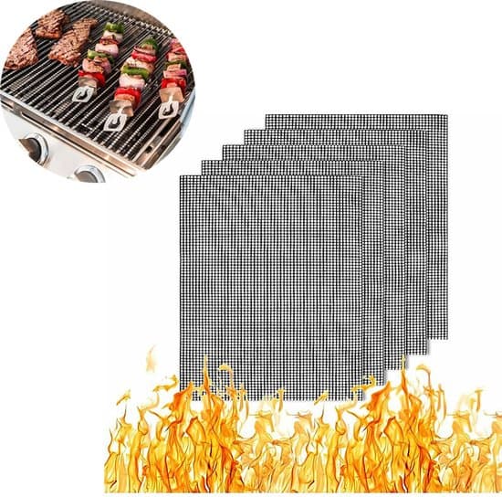 Set om 5 – BBQ-mattor – Ugnsmatta – Bakplåt Grillmatta – BBQ-gallerfoder – Non-stick – Grill – Ugnsskydd – BBQ-tillbehör – BBQ-foder – 40x33cm
