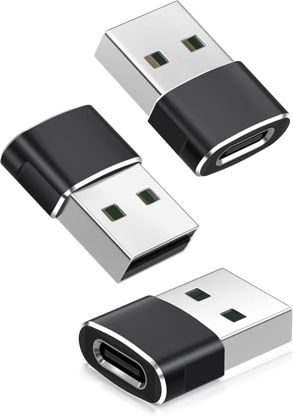 USB-USB C -adapteri, 3 kpl, Type C naaras-USB A uroskaapelimuunnin