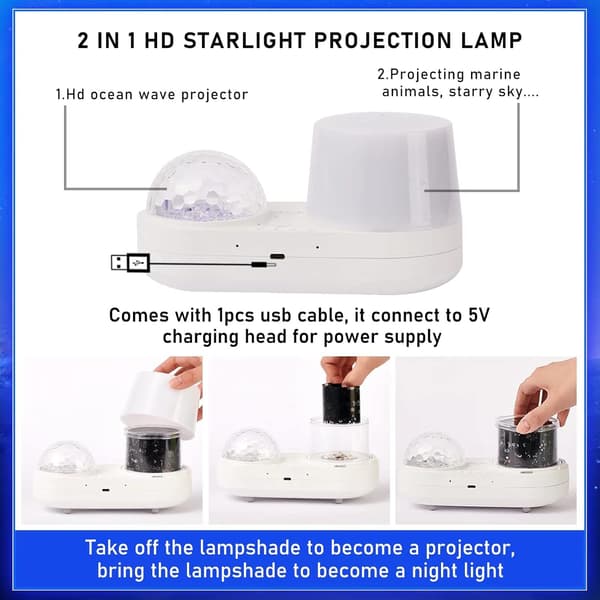 Ocean Night Light Projector Kids Galaxy Projector for Bedroom Nebula Star projector with USB Cable 360 Degree Rotation Kid Night Light Lamp