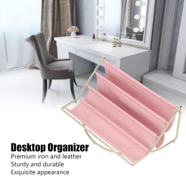 Skrivebordshylde Organizer | Jern & Læder Multi-lags Opbevaring | Skrivebords Organizer til Tablet/Telefon/Notesbog | Udsøgt Hjemme- & Kontorindretning | Robust
