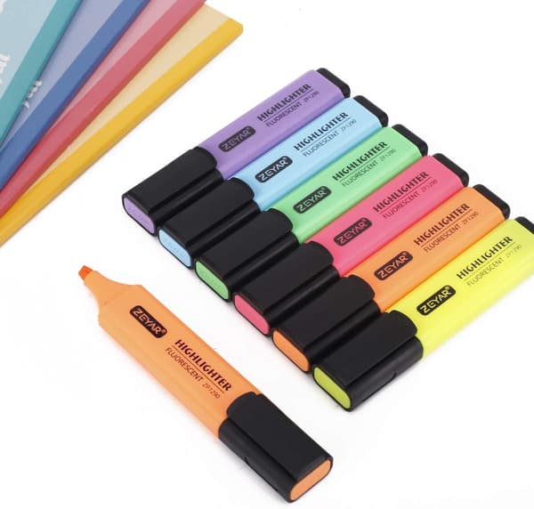 ZEYAR Highlighter Pen Creme Farver Mejselspids Æstetisk Overstregningstusch Vandbaseret Hurtigtørrende Bløder Ikke Gennem (6 slikfarver)