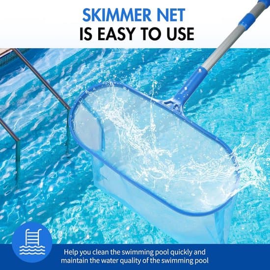 Extra-stor poolhåv finmaskig poolblad- och skräprengörare 41,5 × 17,5 cm blå (stång ingår ej)