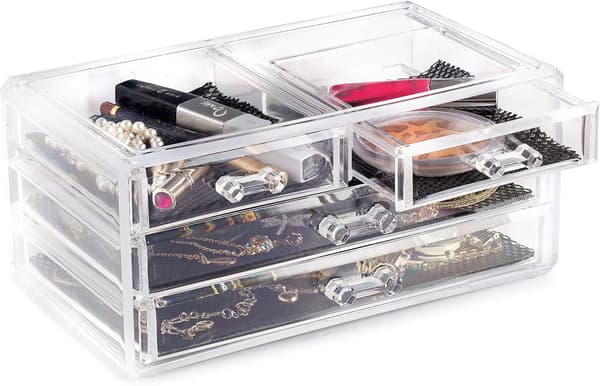 Akryl Makeupboks med 4 Skuffer - Opbevaringsboks - Transparent Makeup Stand