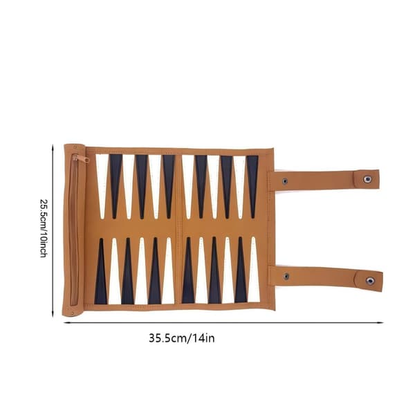 Sammenrullbart bærbart semsket backgammon-spillsett - for voksne og barn - ideelt for bobilreiser, cruise, fly, camping, backpacking, bilturer osv.
