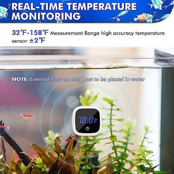 Akvarietermometer Digital Fisktanktermometer med LED-pekskärm Extern temperaturmätning Högprecisionssensor
