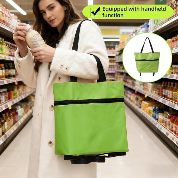 2-i-1 Sammenleggbar Handlevogn med HjulVanntett og Solid Handlepose Tralle Sammenleggbar Bærbar Rullende Tote for SupermarkedVaskeriReise