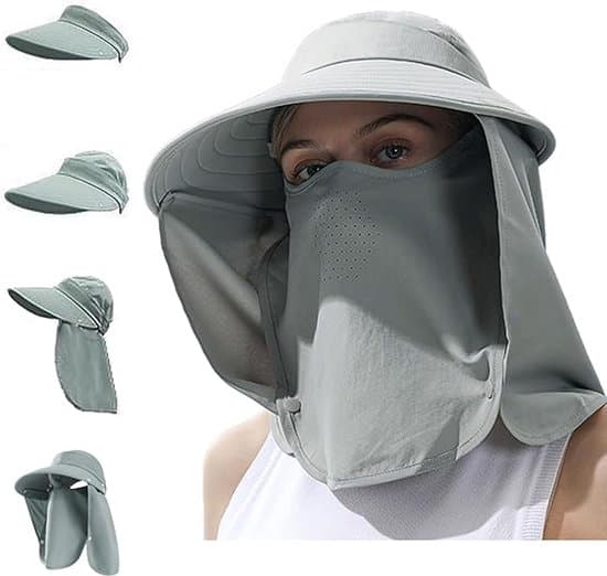 Solhatt för kvinnor UPF50+ - 4-i-1 Design - Justerbart Nackskydd - Andningsbar Polyester - För Strand & Utomhus - Med Hästsvansöppning