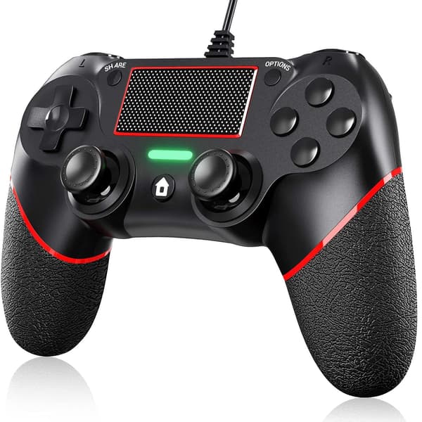 Kablet controller til pc med dobbelt vibration og bevægelsesmotorer kompatibel med PS4 og Windows 11/10/8/7 Red